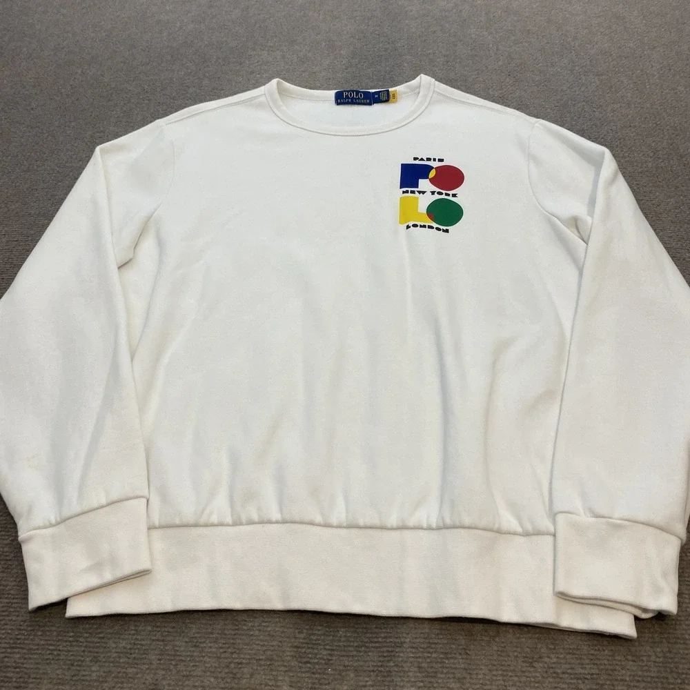 Polo Ralph Lauren Sweatshirt Mens Medium Paris New York London Graphic Pullover